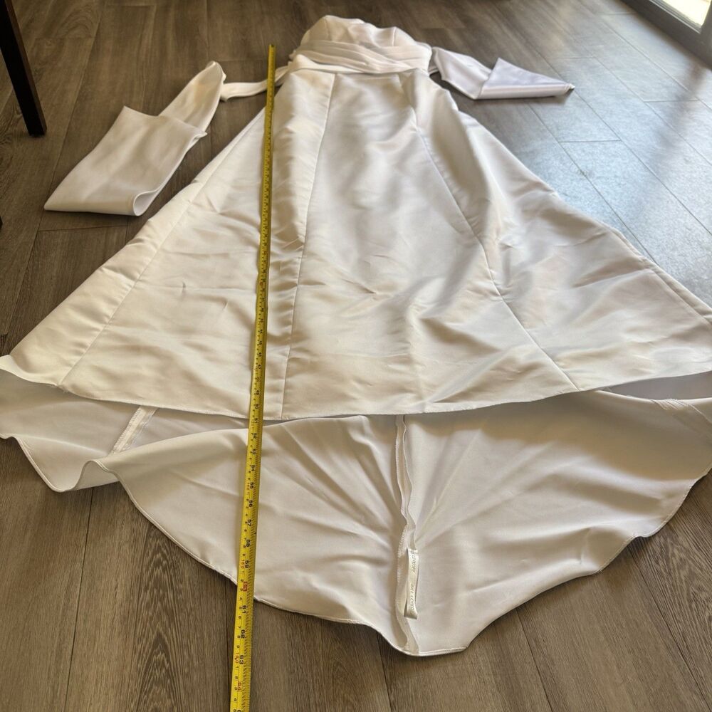 Bill Levkoff White Satin Strapless Wedding Gown Bridal Dress Bow Train Size 6 - Picture 6 of 16